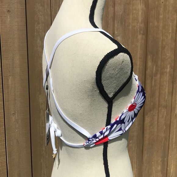 Wildfox Daisy Stripe Reversible Twist Bikini Top Women's Size Extra Small - Picture 5 of 8